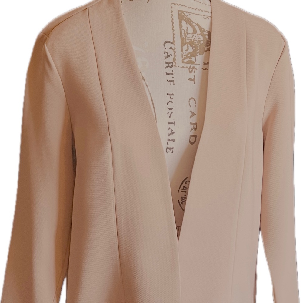 Harlowe & Graham Blush Pink Open Front Blazer | Size Medium | Soft Office-Chic L